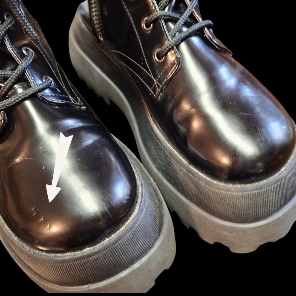 Dolls Kill Platform Patent Leather Black Combat Boots Women Size 7 - Picture 15 of 15